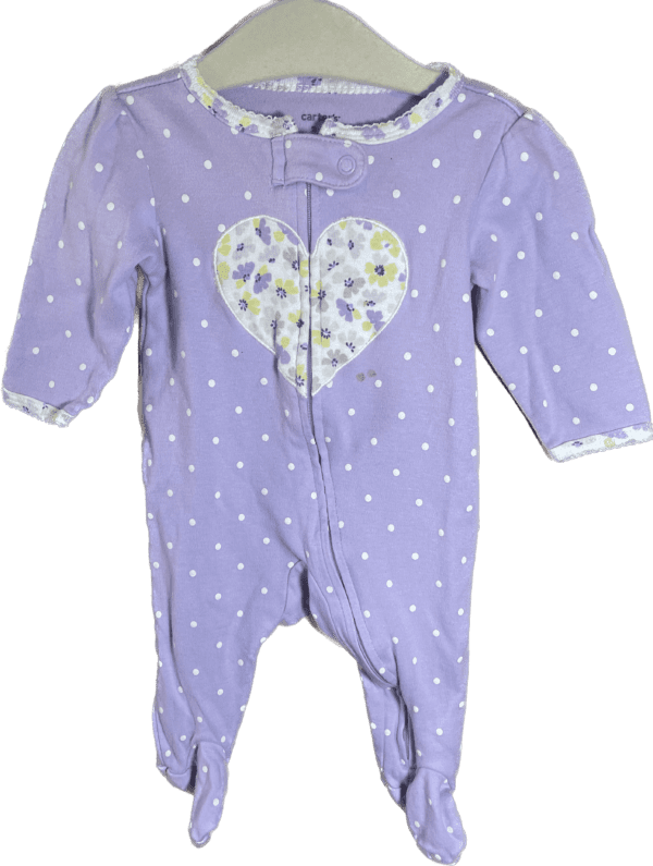 Carter's Purple with Heart Long Sleeve Onesie 0-3mo