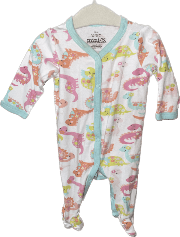 Dino Print 3mo Long Sleeve Mini B Onesie